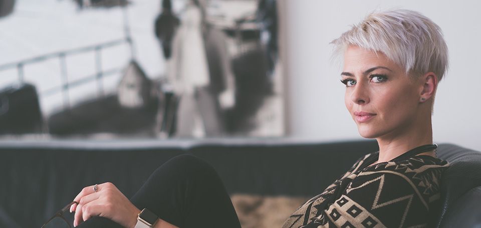 Woman with blond hair style