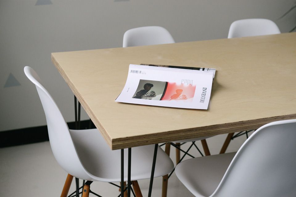 Office table with magazine
